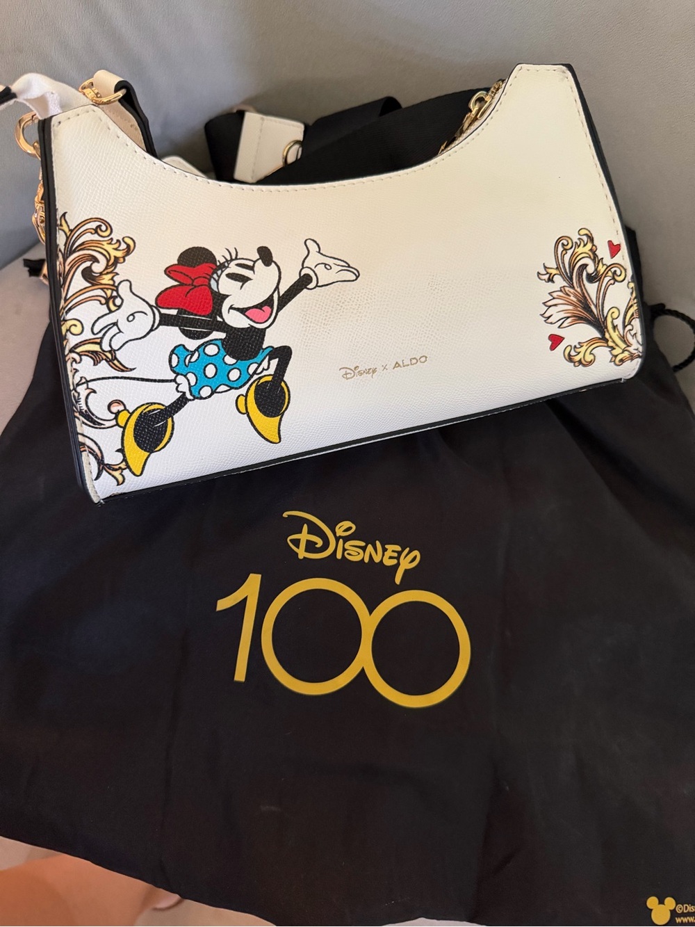 ALDO White Mickey Mouse Chain-Accent Crossbody Bag - Picture 3 of 4
